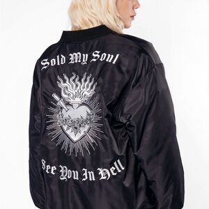 Black Graphic Bomber Jacket